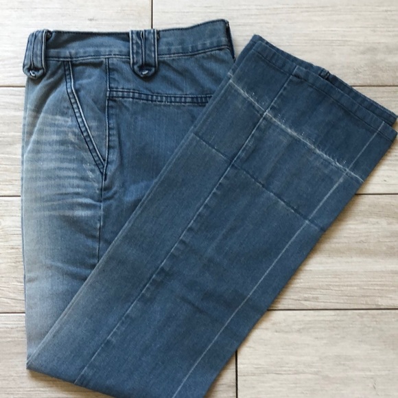 Marc Jacobs Distressed mid wash jeans zip fly wide - Picture 5 of 8